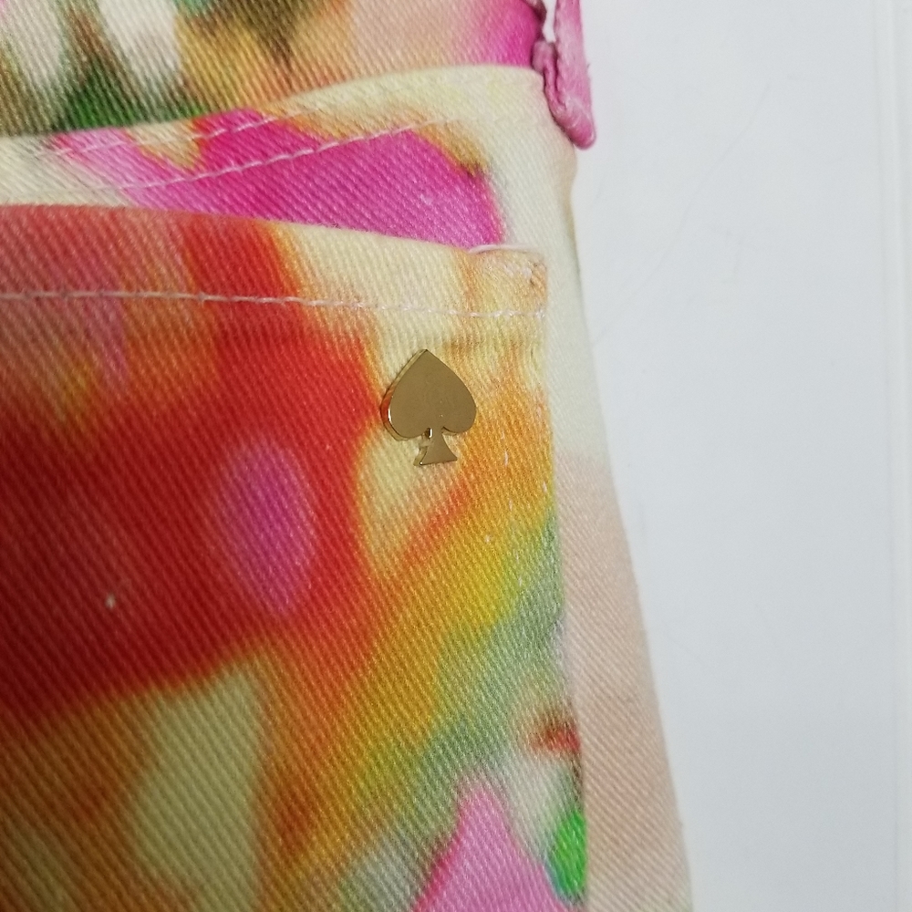 Kate Spade Broome St Watercolor Cropped Jeans Y2K Coquette Boho 25 - Picture 9 of 16